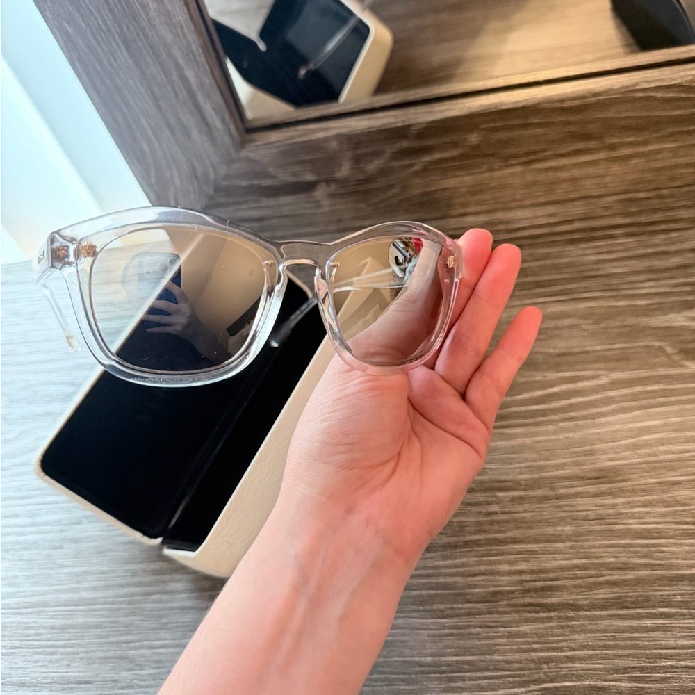 Versace Transparent Frame Women’s Sunglasses - Clear/Gray Lenses - Picture 4 of 5